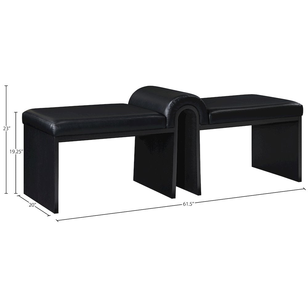 Delphine Black Vegan Leather Upholstered Bench