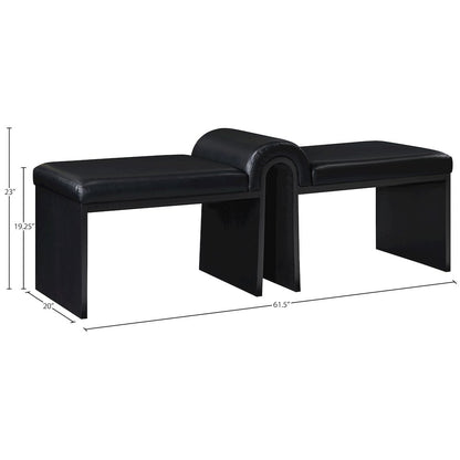 Delphine Black Vegan Leather Upholstered Bench