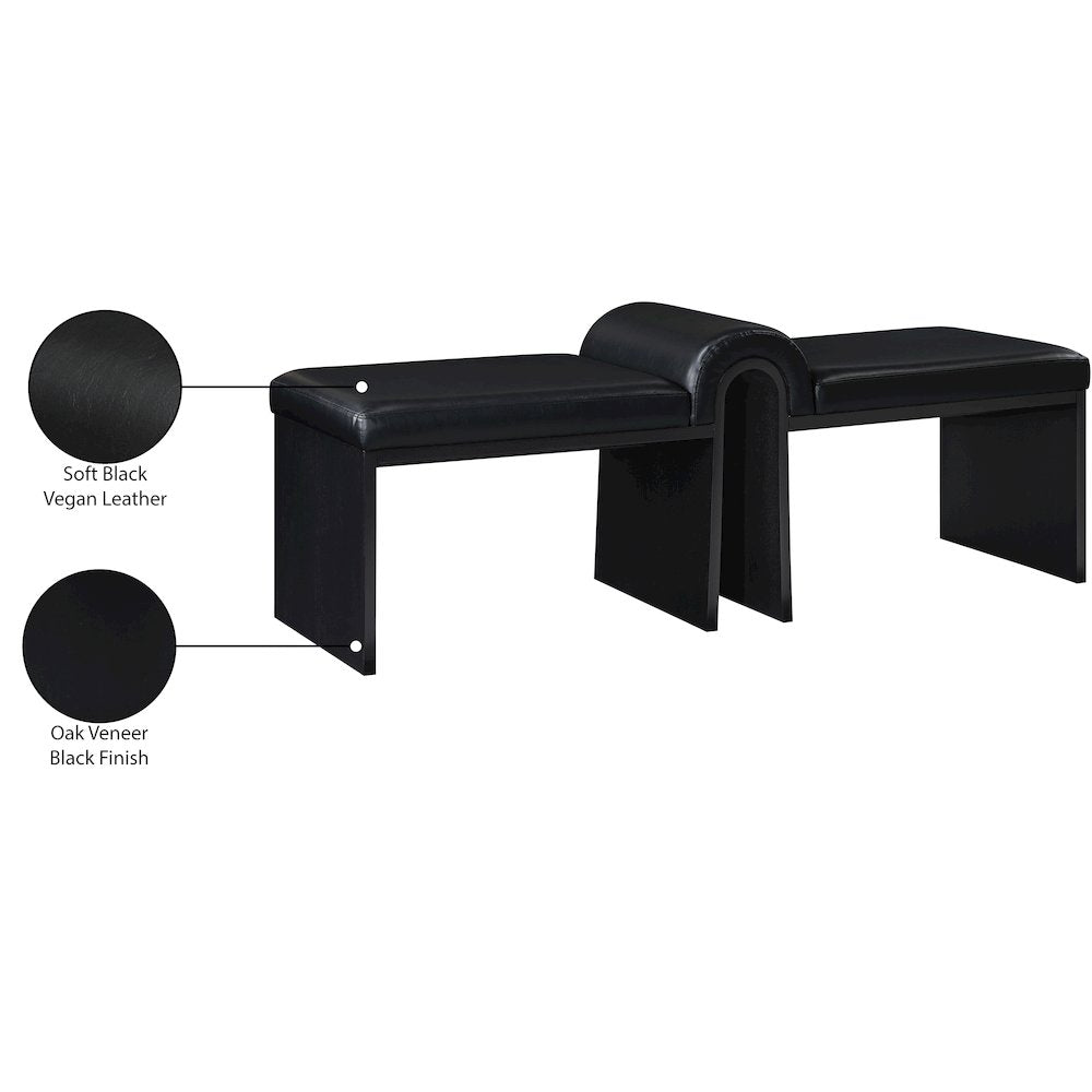 Delphine Black Vegan Leather Upholstered Bench