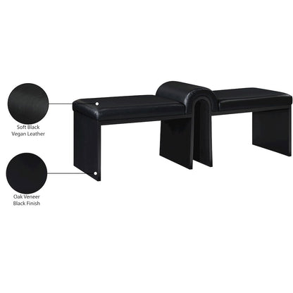 Delphine Black Vegan Leather Upholstered Bench