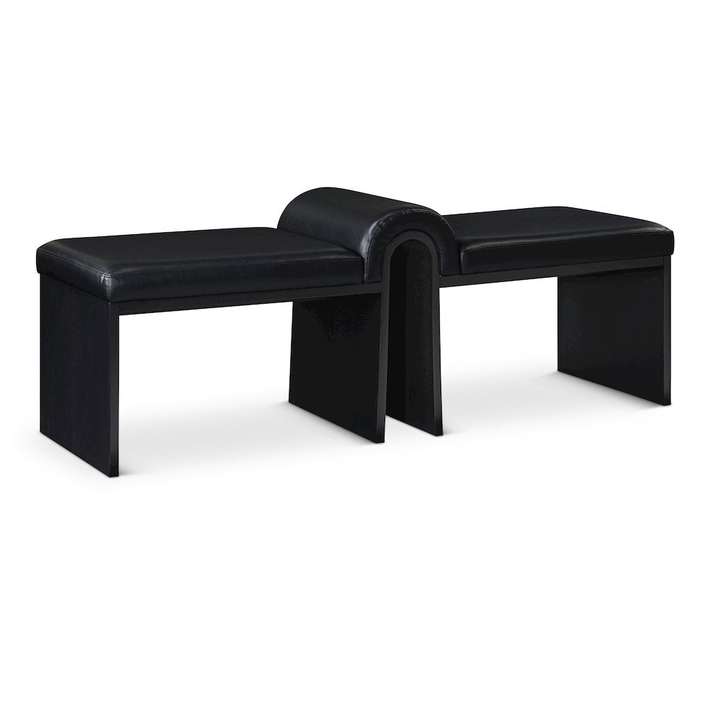 Delphine Black Vegan Leather Upholstered Bench