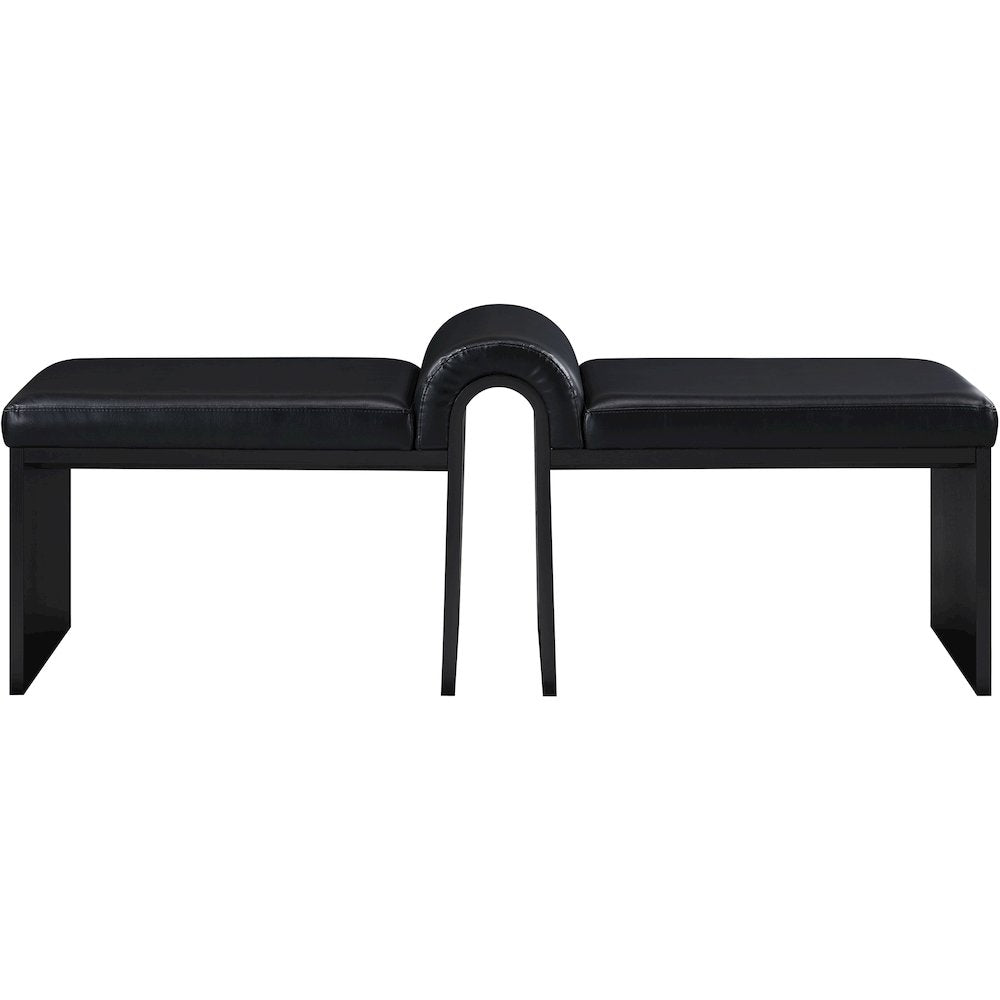 Delphine Black Vegan Leather Upholstered Bench