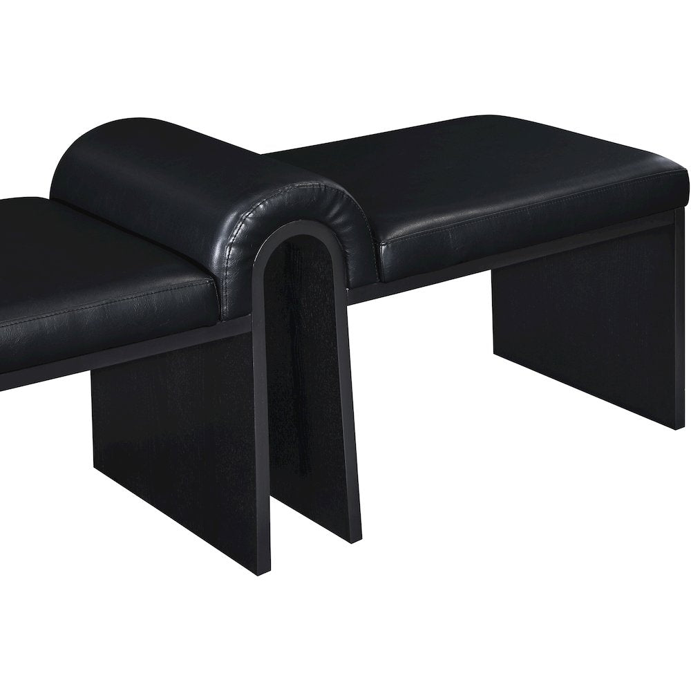 Delphine Black Vegan Leather Upholstered Bench