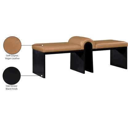 Delphine Cognac Vegan Leather Upholstered Bench