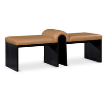Delphine Cognac Vegan Leather Upholstered Bench