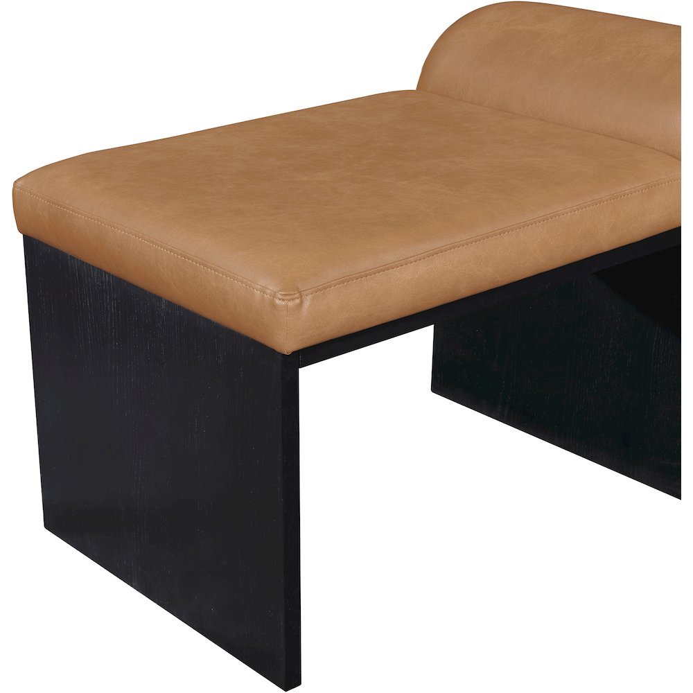 Delphine Cognac Vegan Leather Upholstered Bench