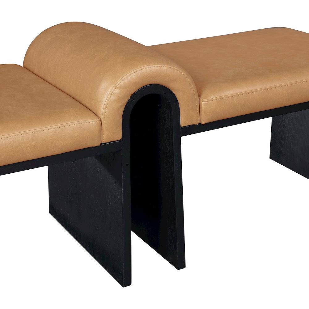 Delphine Cognac Vegan Leather Upholstered Bench