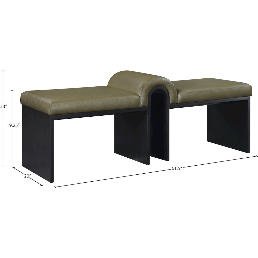 Delphine Olive Vegan Leather Upholstered Bench