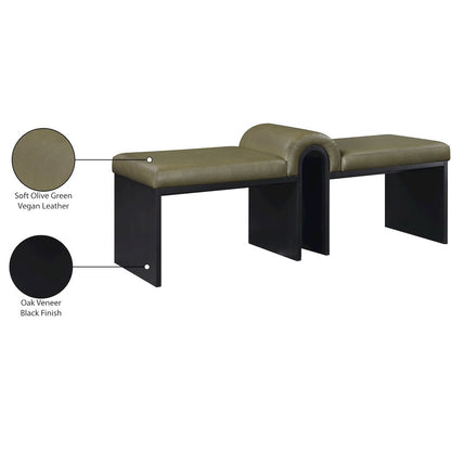 Delphine Olive Vegan Leather Upholstered Bench