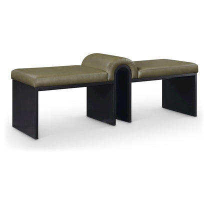 Delphine Olive Vegan Leather Upholstered Bench