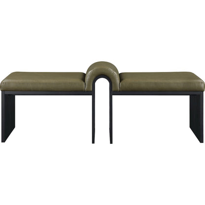Delphine Olive Vegan Leather Upholstered Bench