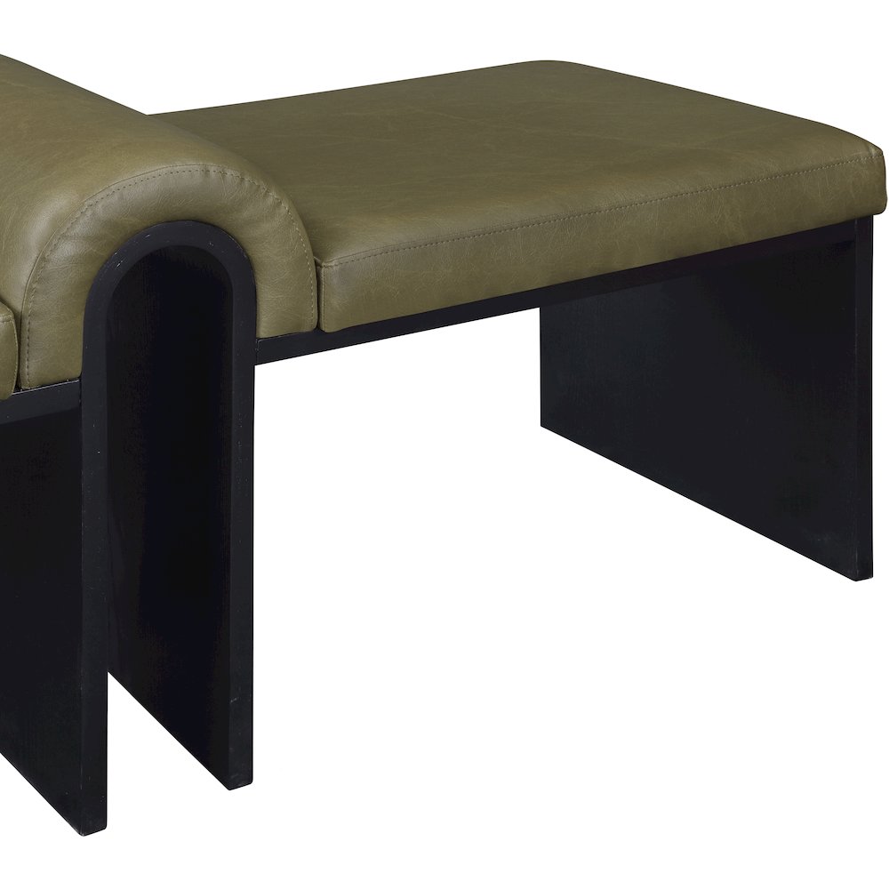 Delphine Olive Vegan Leather Upholstered Bench