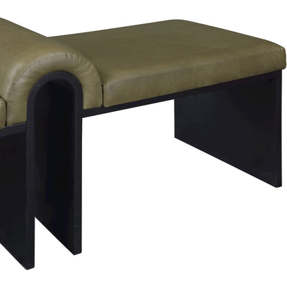 Delphine Olive Vegan Leather Upholstered Bench