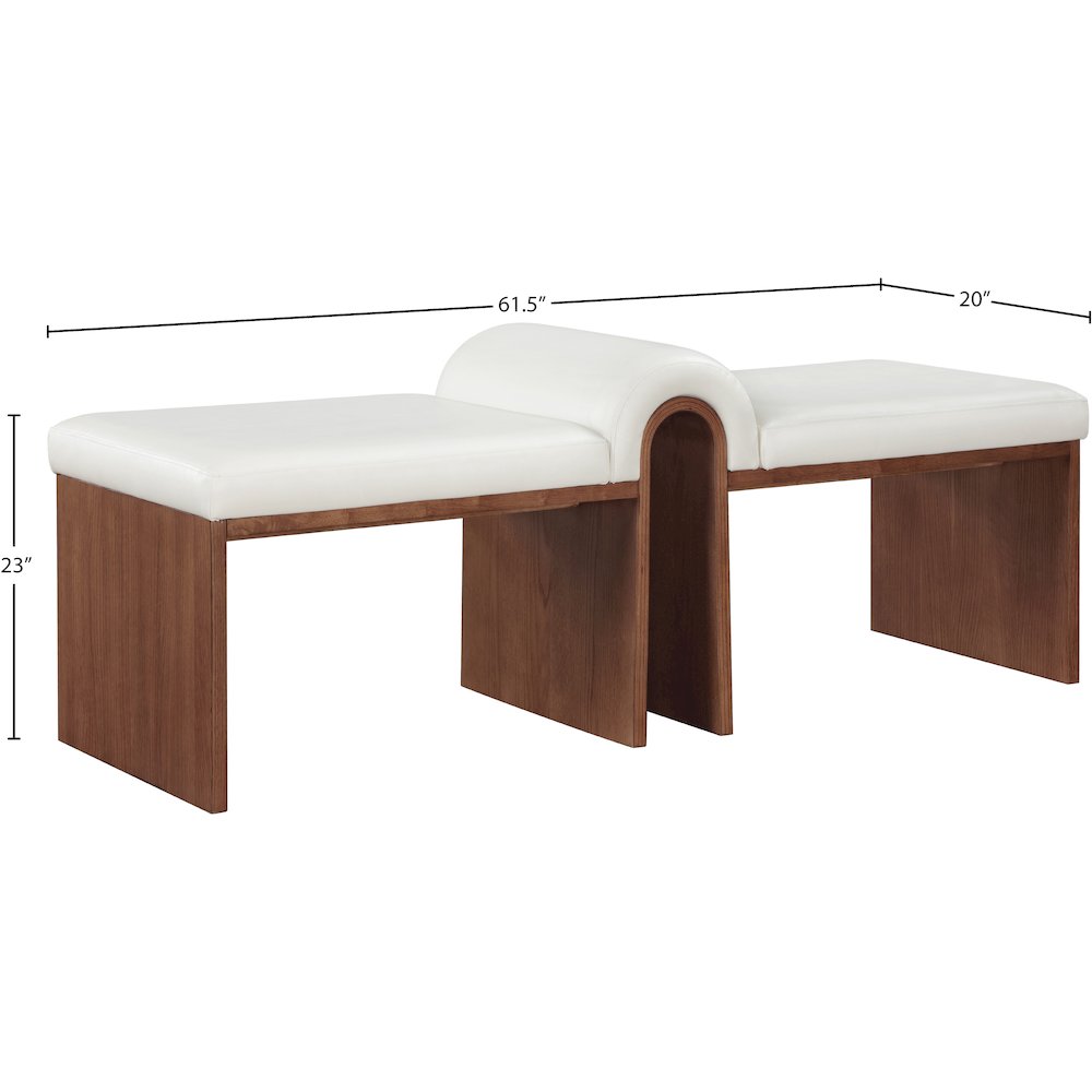 Delphine Cream Vegan Leather Upholstered Bench
