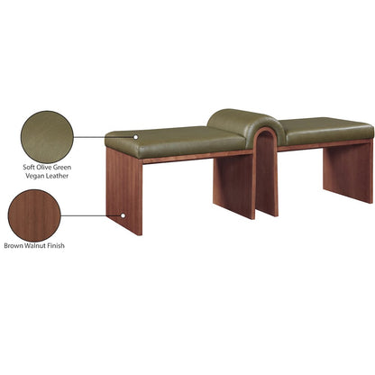 Delphine Olive Vegan Leather Upholstered Bench