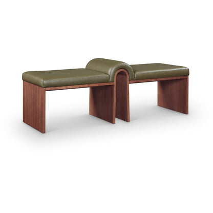 Delphine Olive Vegan Leather Upholstered Bench