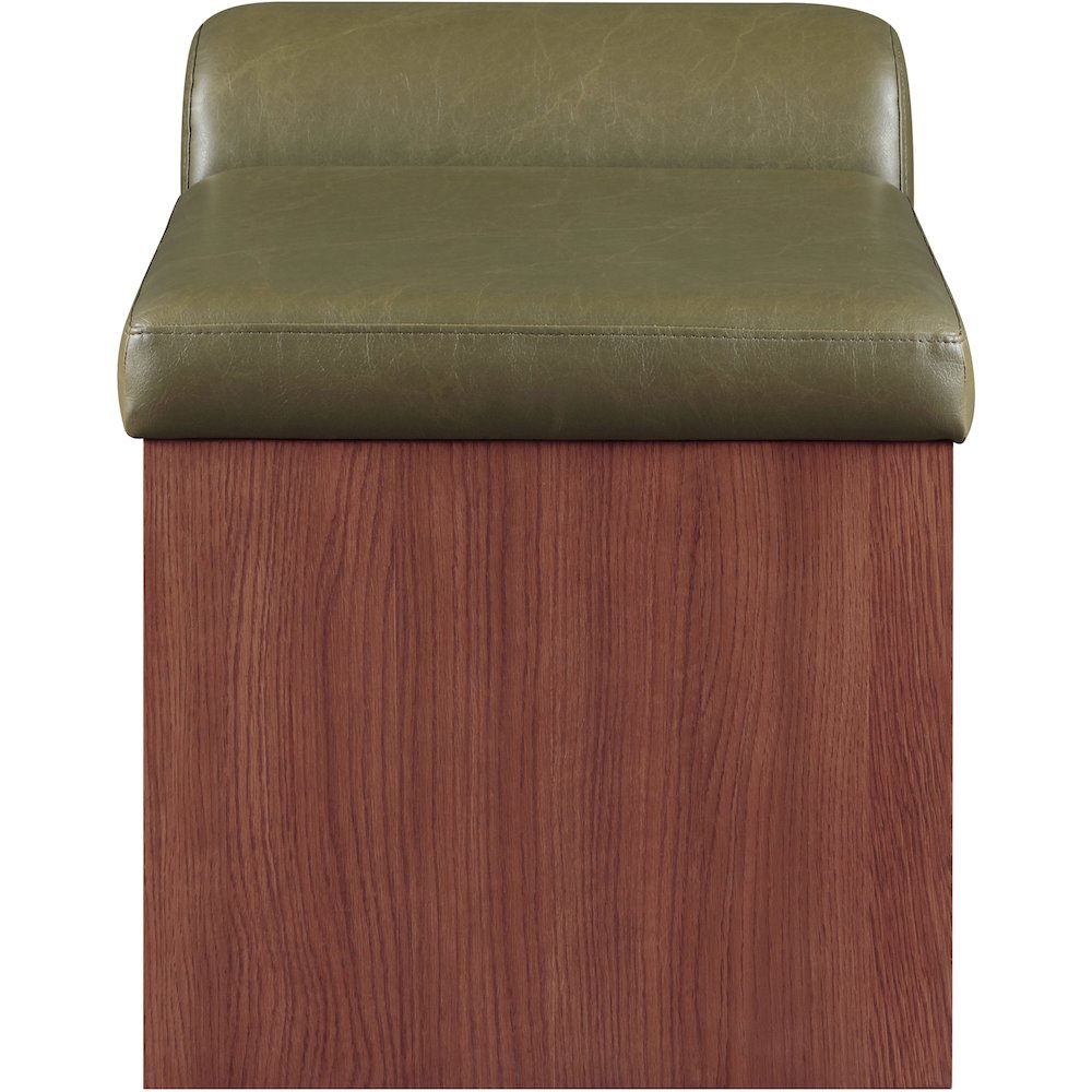 Delphine Olive Vegan Leather Upholstered Bench