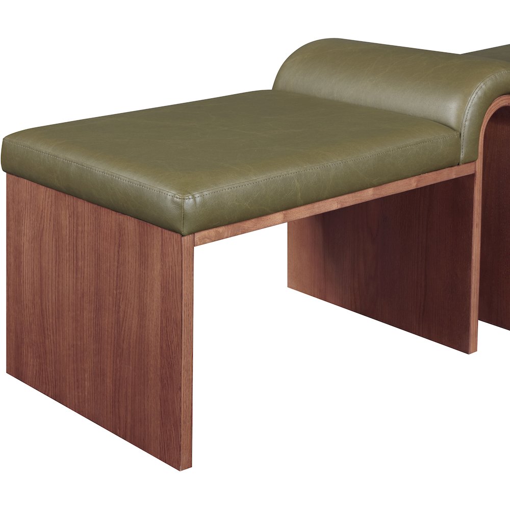 Delphine Olive Vegan Leather Upholstered Bench