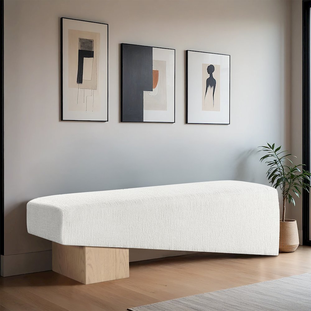 Alora Cream Fabric Bench