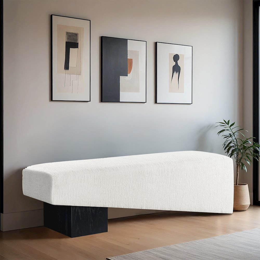 Alora Cream Fabric Bench