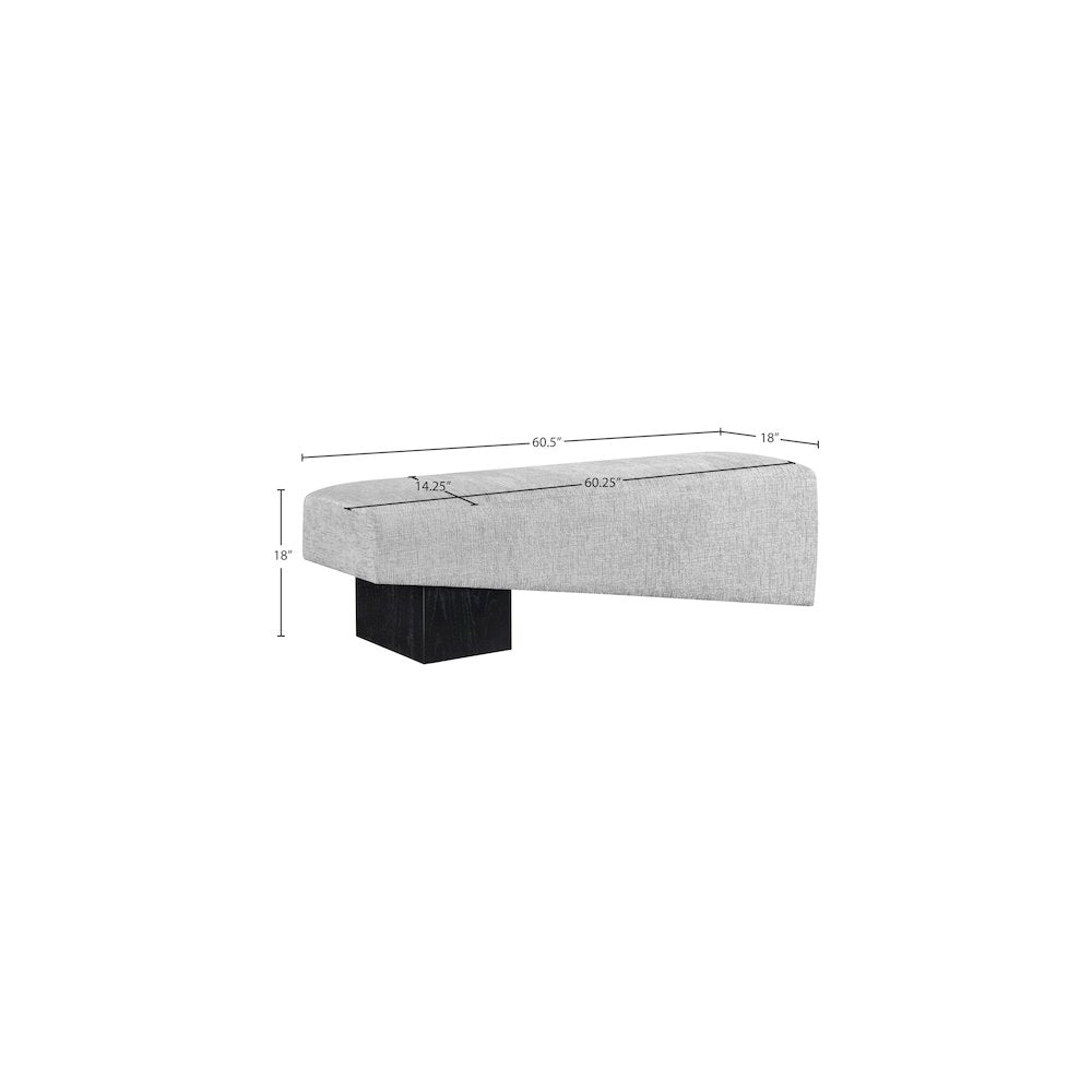 Alora Grey Fabric Bench