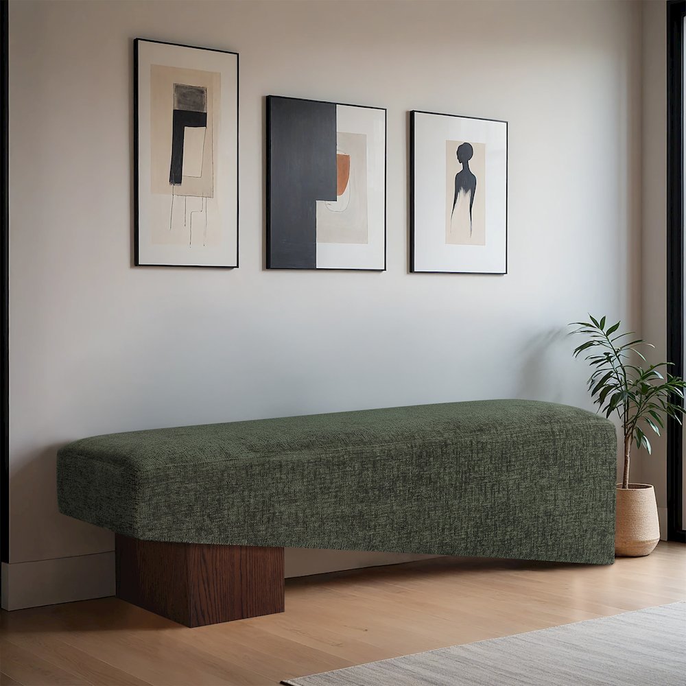Alora Green Fabric Bench