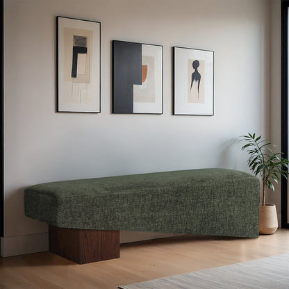 Alora Green Fabric Bench