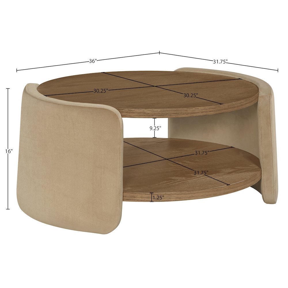 Wren Beige Velvet And Oak Veneer Coffee Table