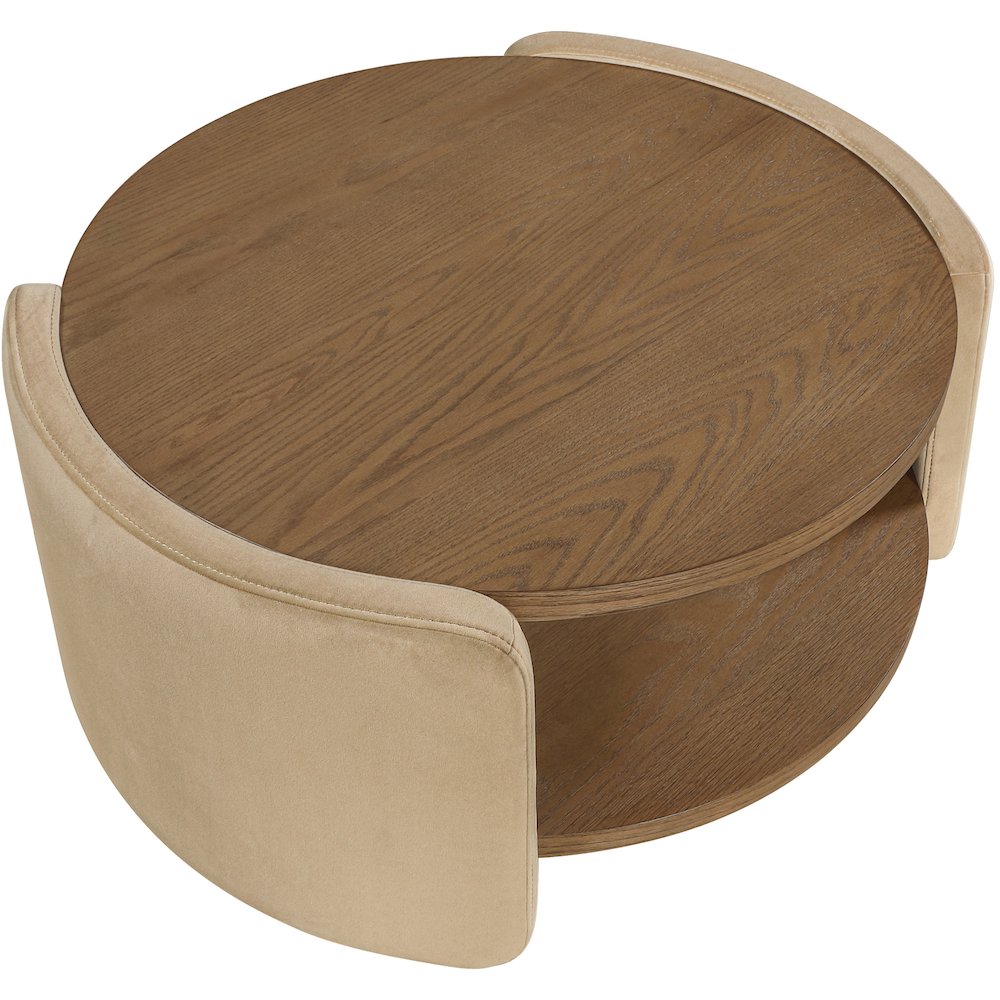 Wren Beige Velvet And Oak Veneer Coffee Table