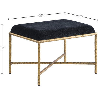 Valley Black Chenille Fabric Bench