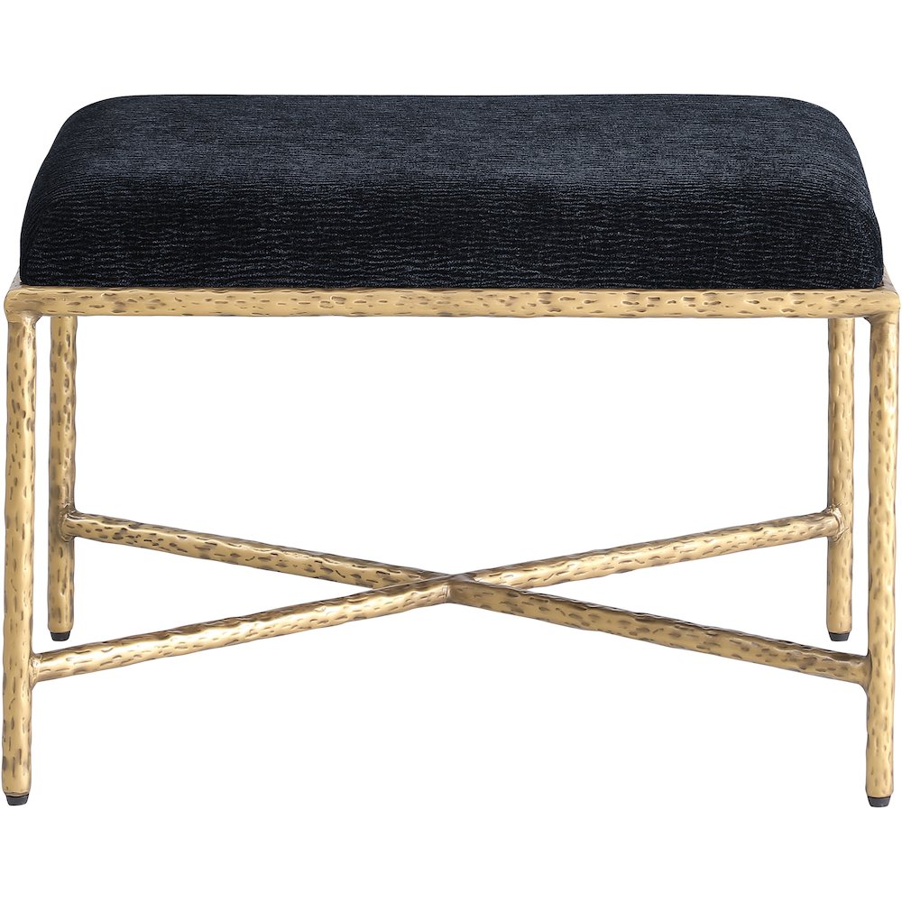 Valley Black Chenille Fabric Bench