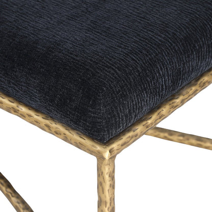 Valley Black Chenille Fabric Bench