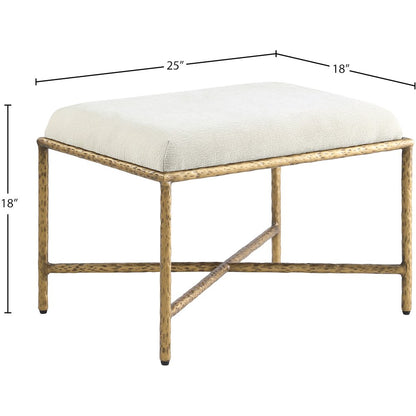 Valley Cream Chenille Fabric Bench