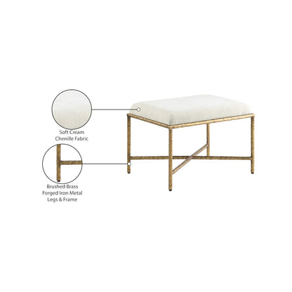 Valley Cream Chenille Fabric Bench