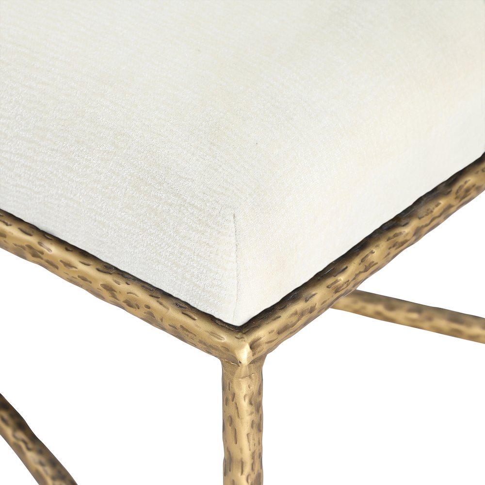 Valley Cream Chenille Fabric Bench