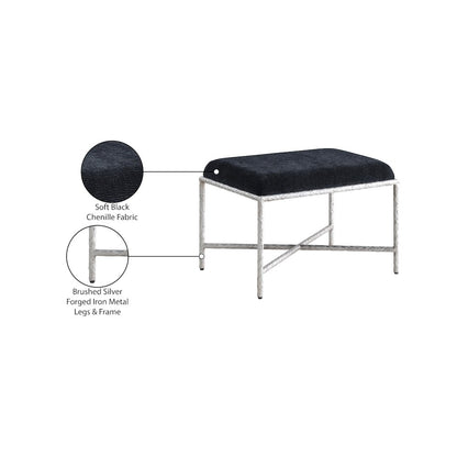 Valley Black Chenille Fabric Bench