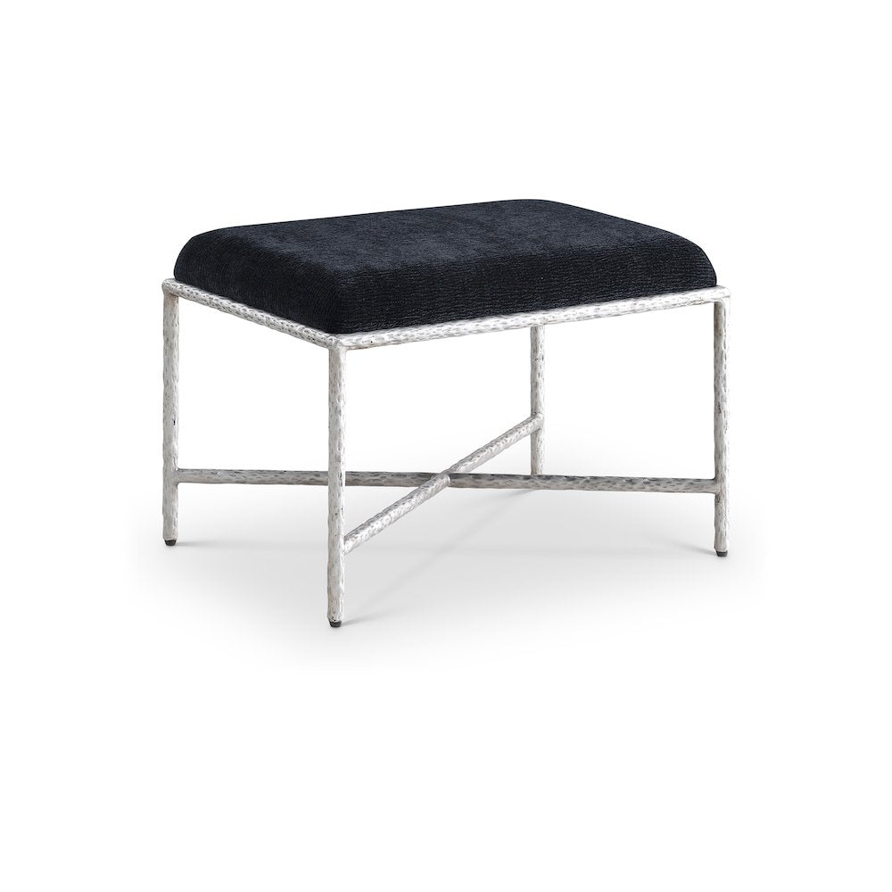 Valley Black Chenille Fabric Bench