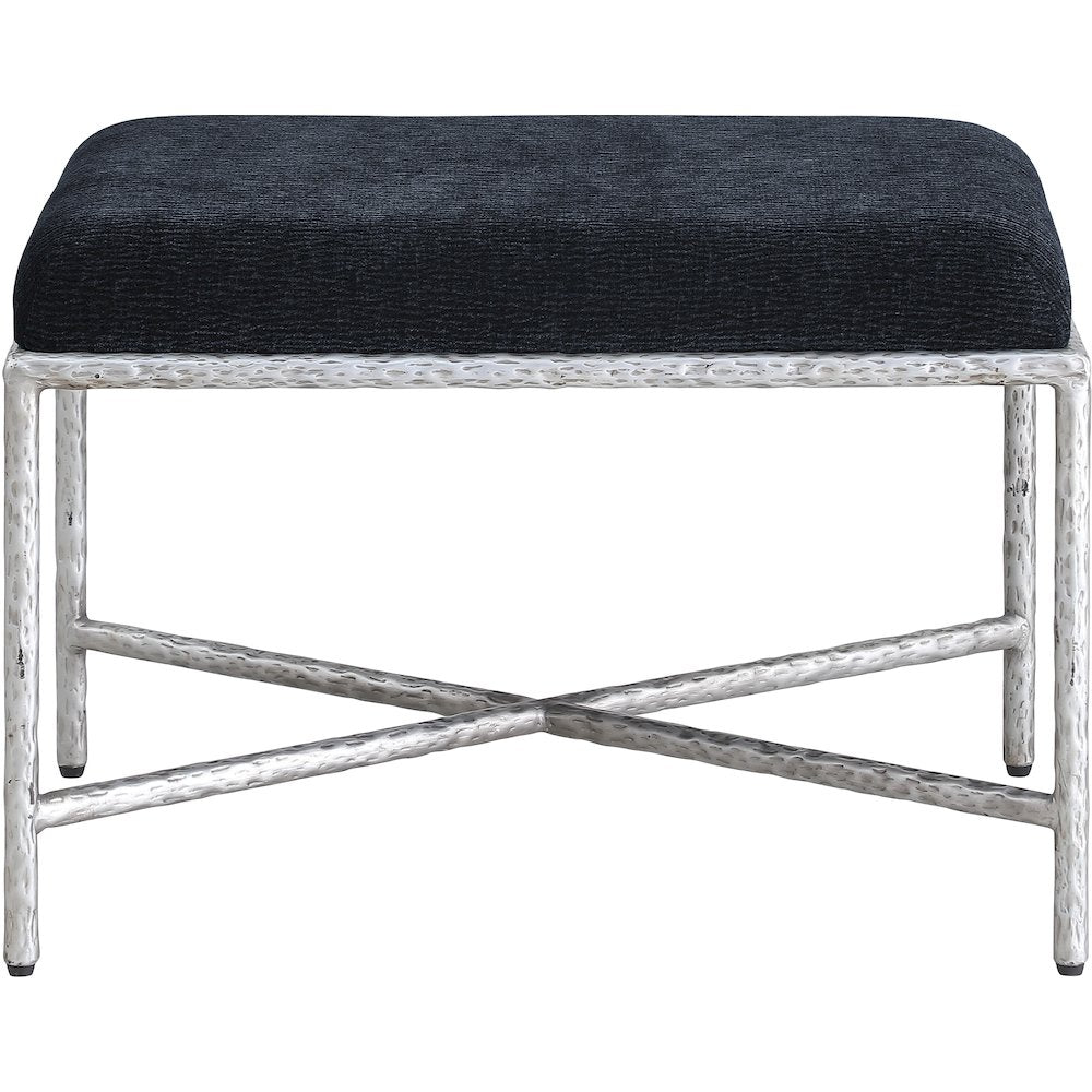 Valley Black Chenille Fabric Bench