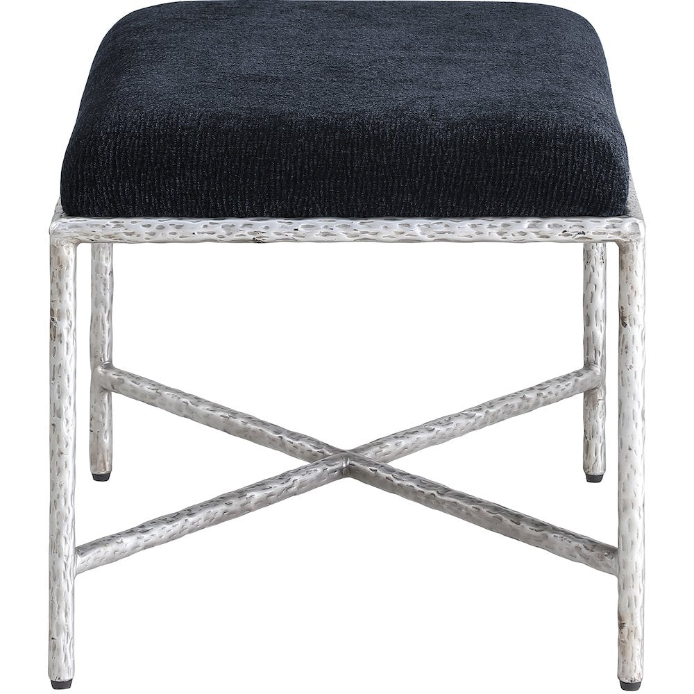 Valley Black Chenille Fabric Bench