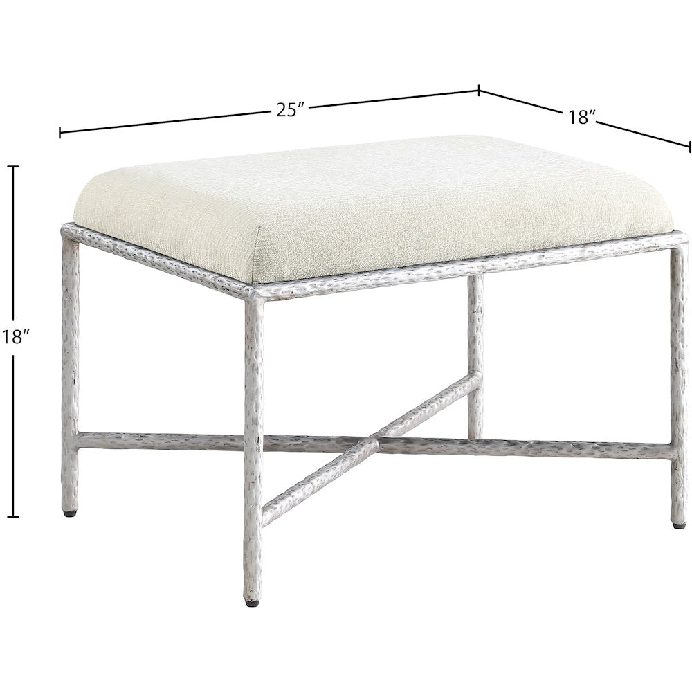 Valley Cream Chenille Fabric Bench