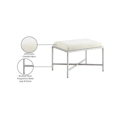 Valley Cream Chenille Fabric Bench