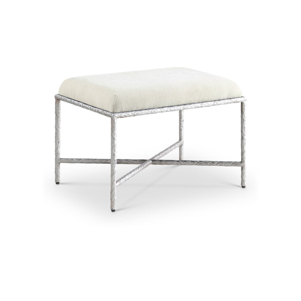 Valley Cream Chenille Fabric Bench