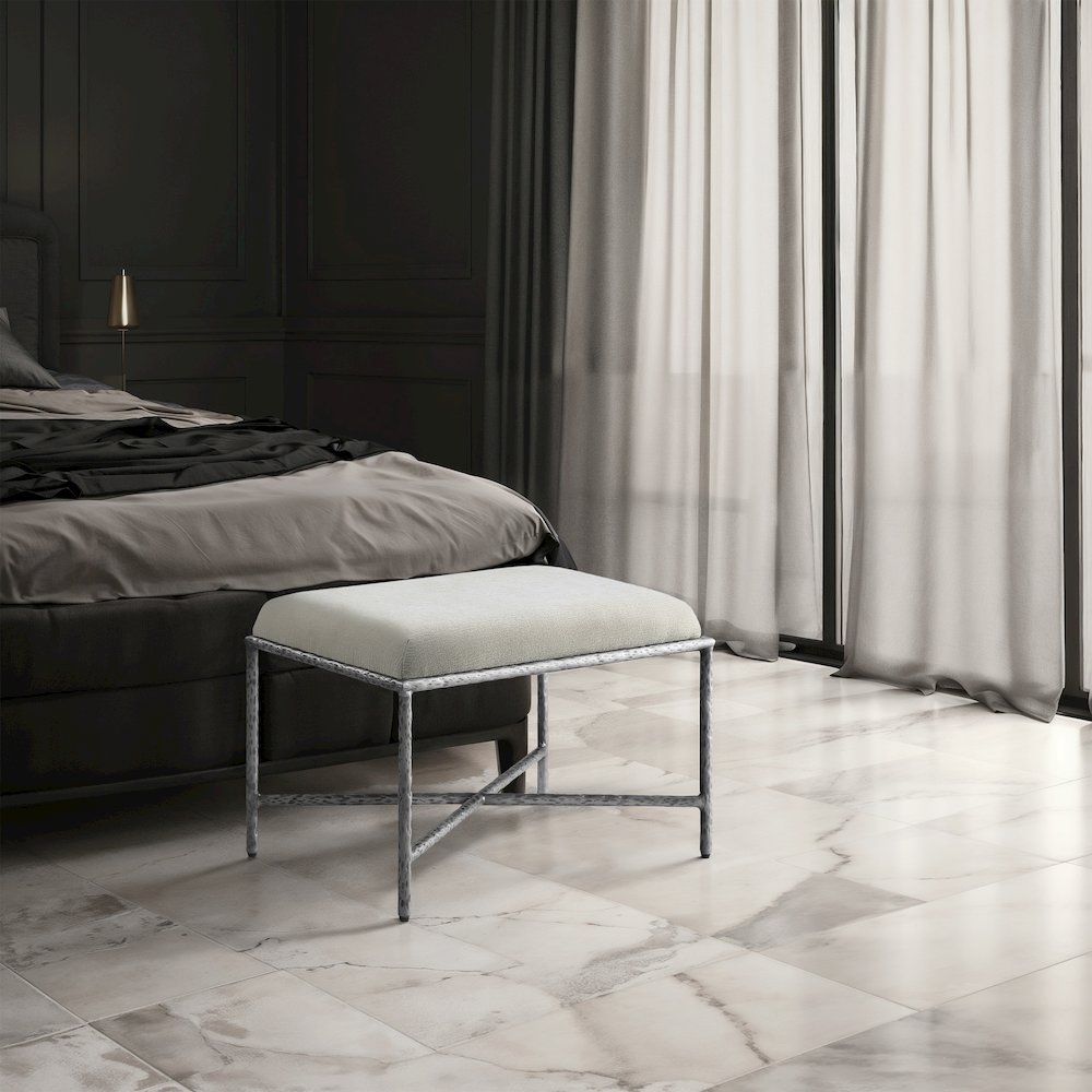 Valley Cream Chenille Fabric Bench