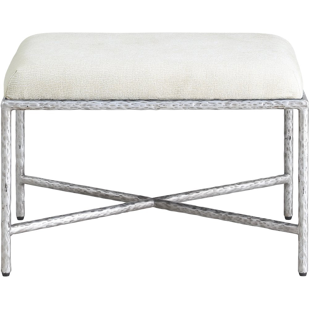 Valley Cream Chenille Fabric Bench