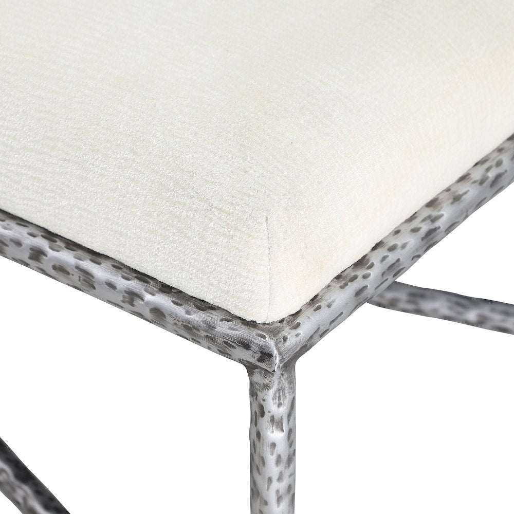 Valley Cream Chenille Fabric Bench