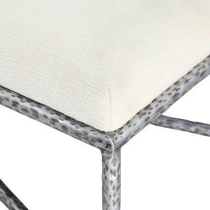 Valley Cream Chenille Fabric Bench
