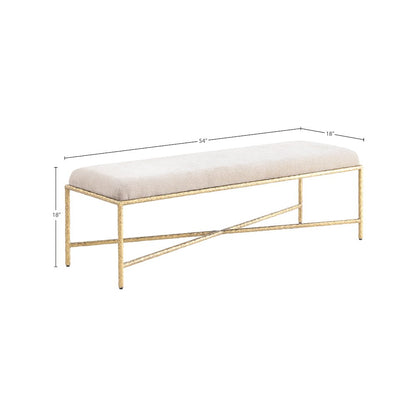 Valley Beige Chenille Fabric Bench