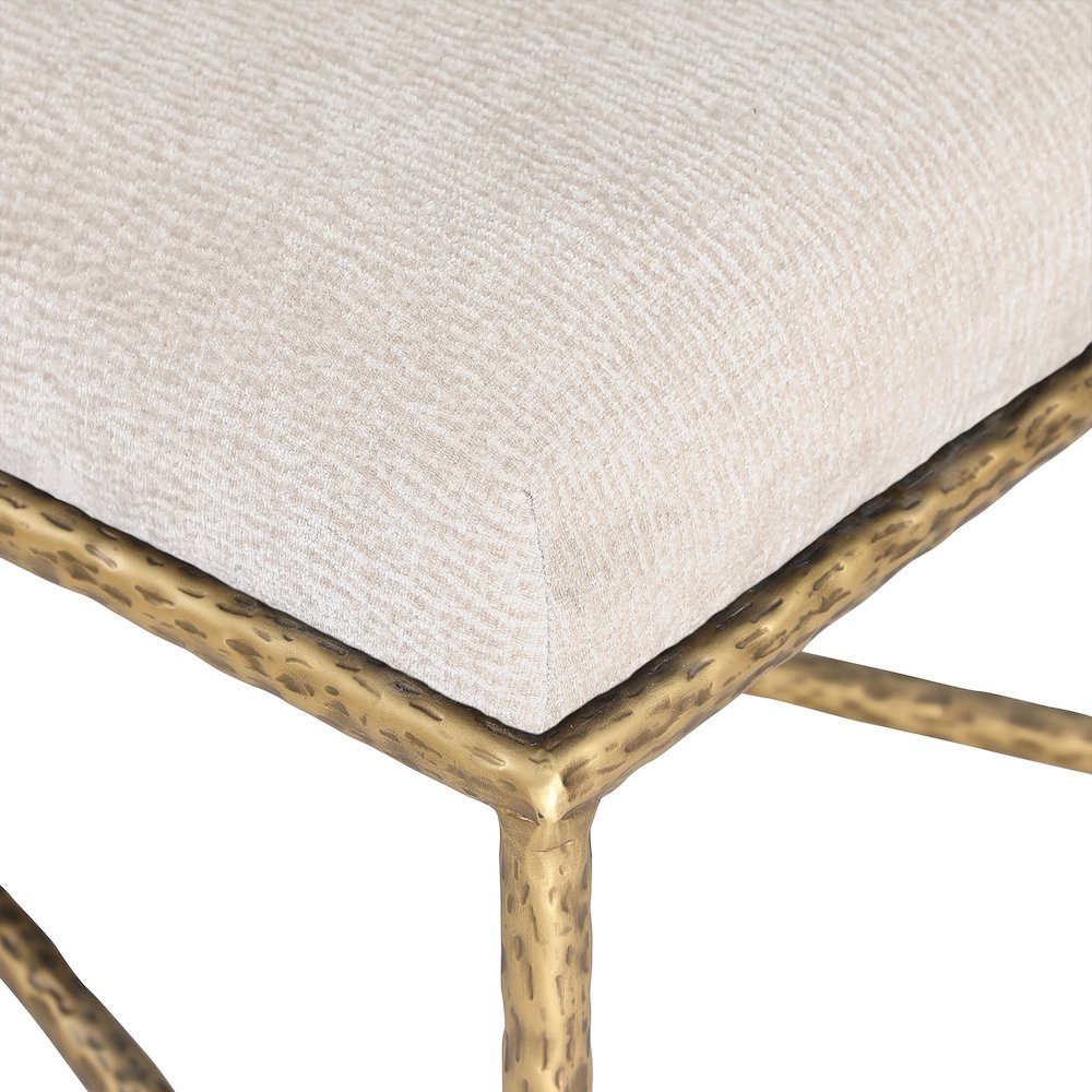Valley Beige Chenille Fabric Bench