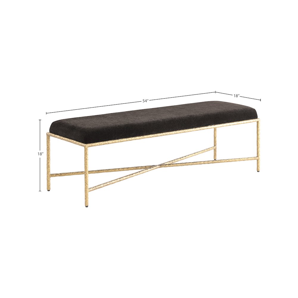Valley Brown Chenille Fabric Bench