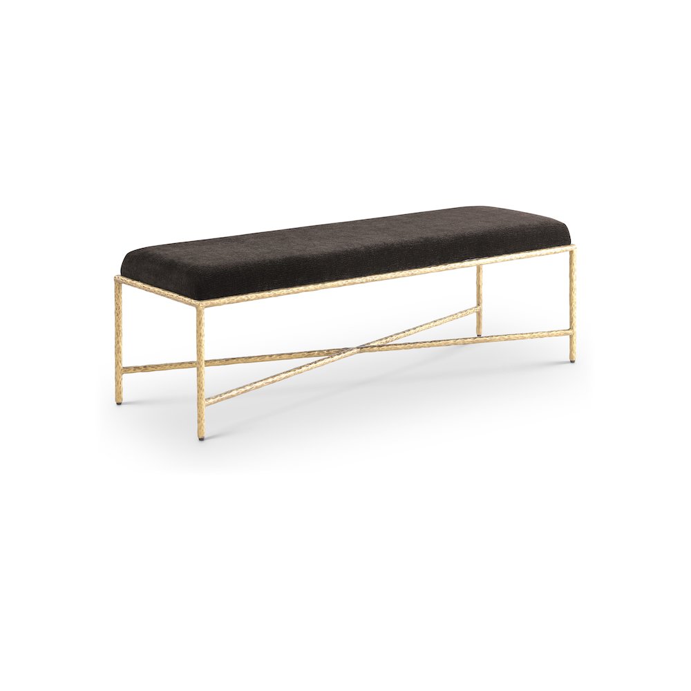 Valley Brown Chenille Fabric Bench